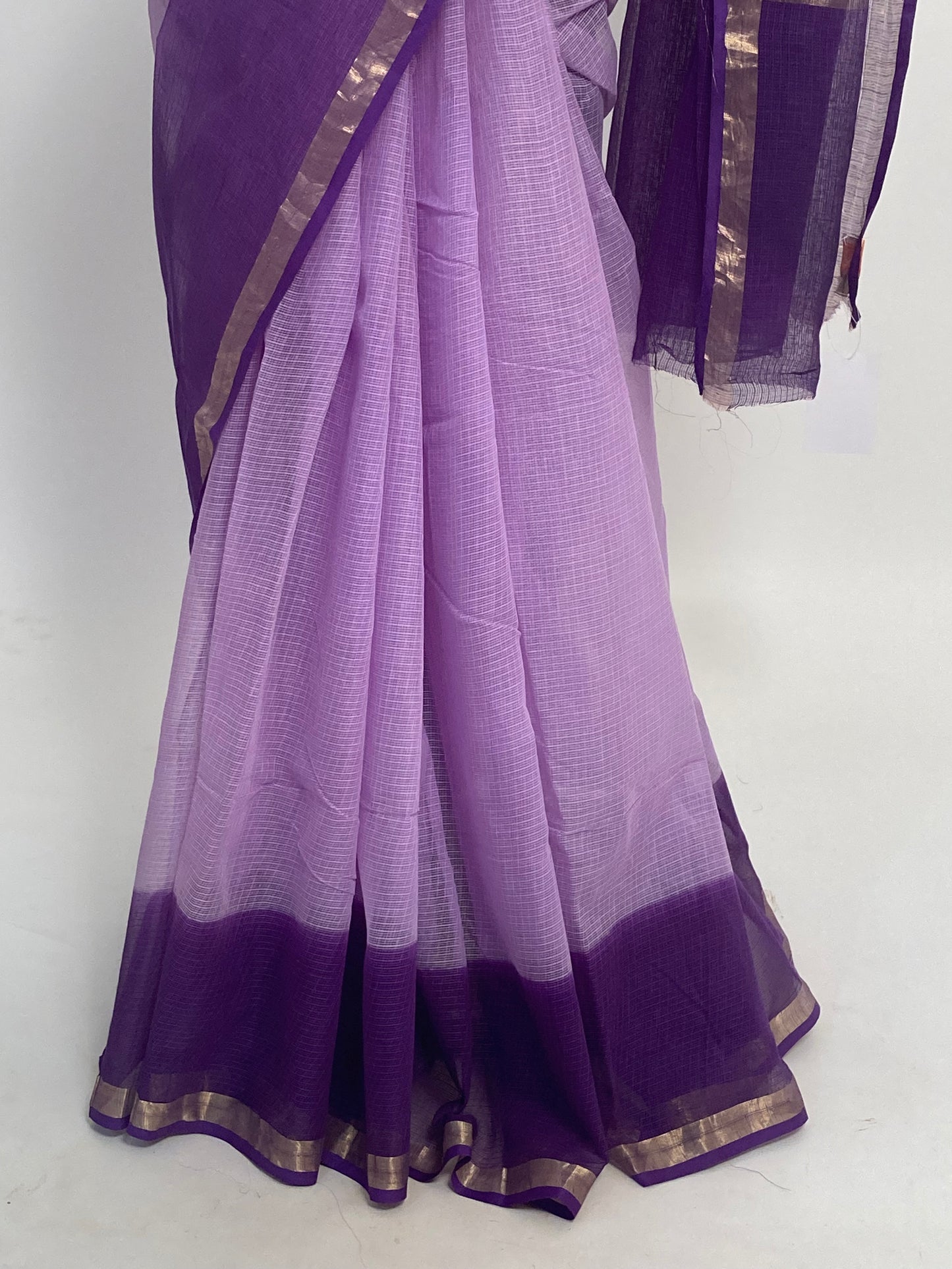 French Lilac Ombre-Dyed Kota Doria Saree