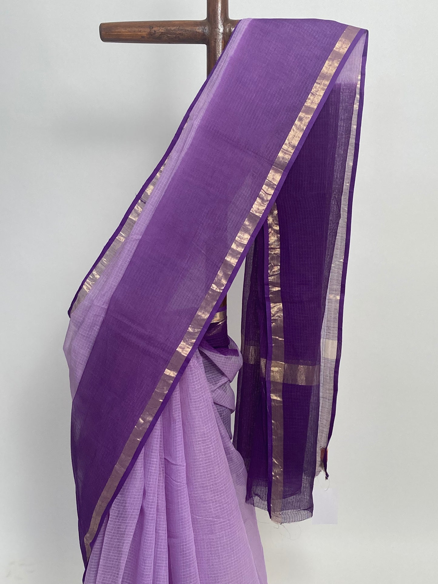 French Lilac Ombre-Dyed Kota Doria Saree