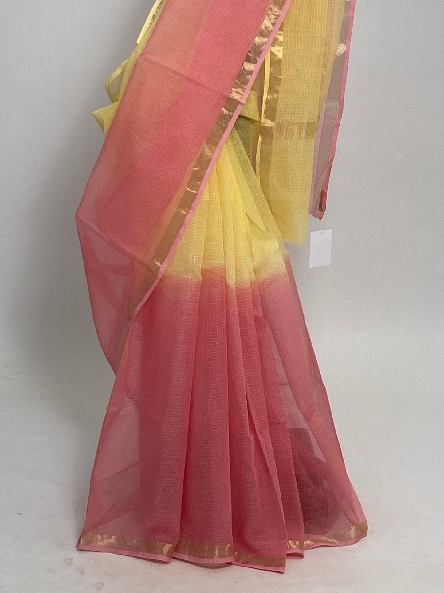 Pastel Red  Ombre-Dyed Kota Doria Saree