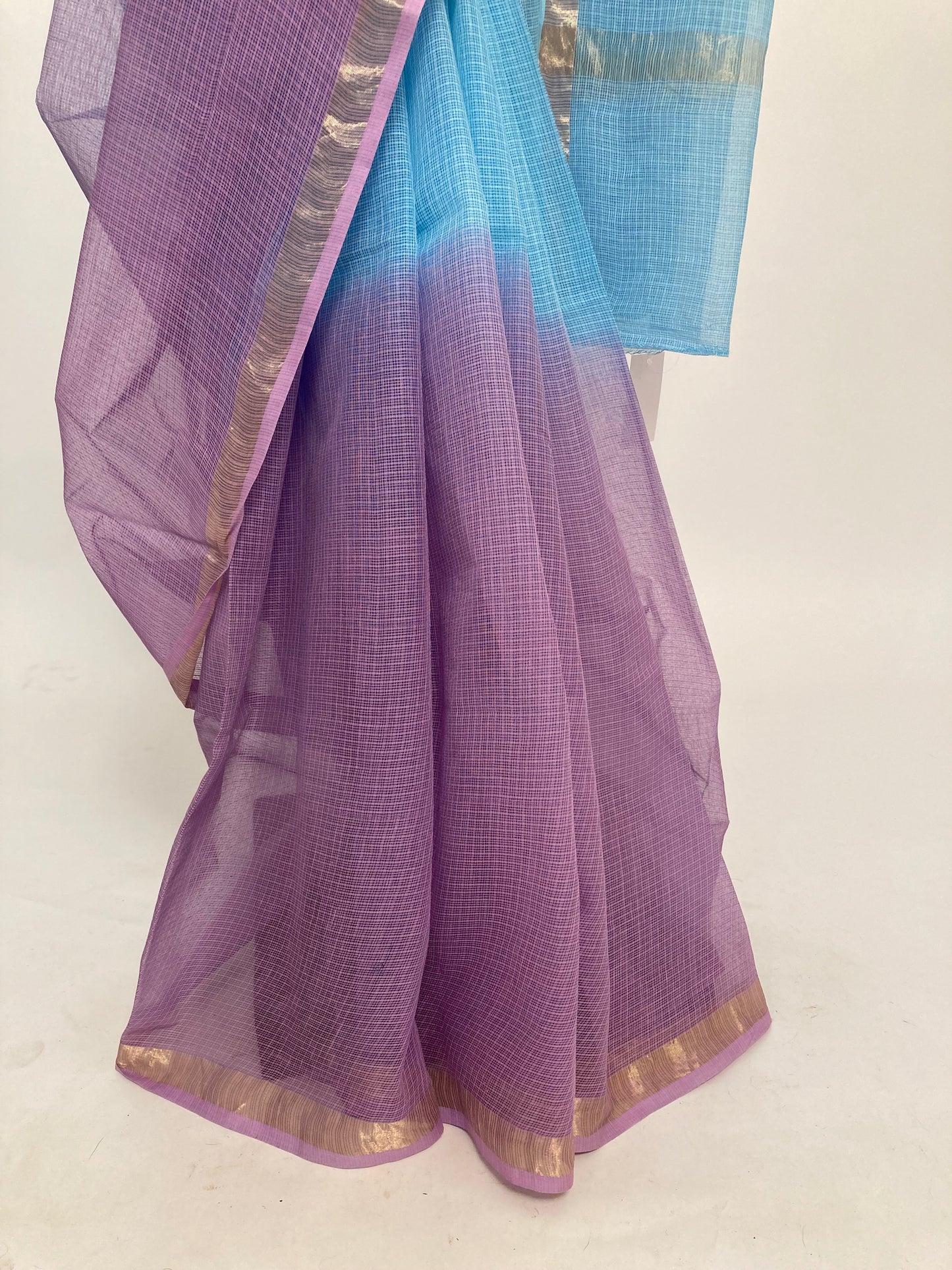 Lilac Ombre-Dyed Kota Doria Saree