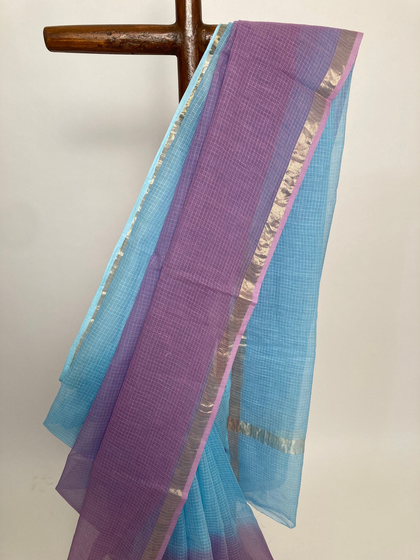 Lilac Ombre-Dyed Kota Doria Saree