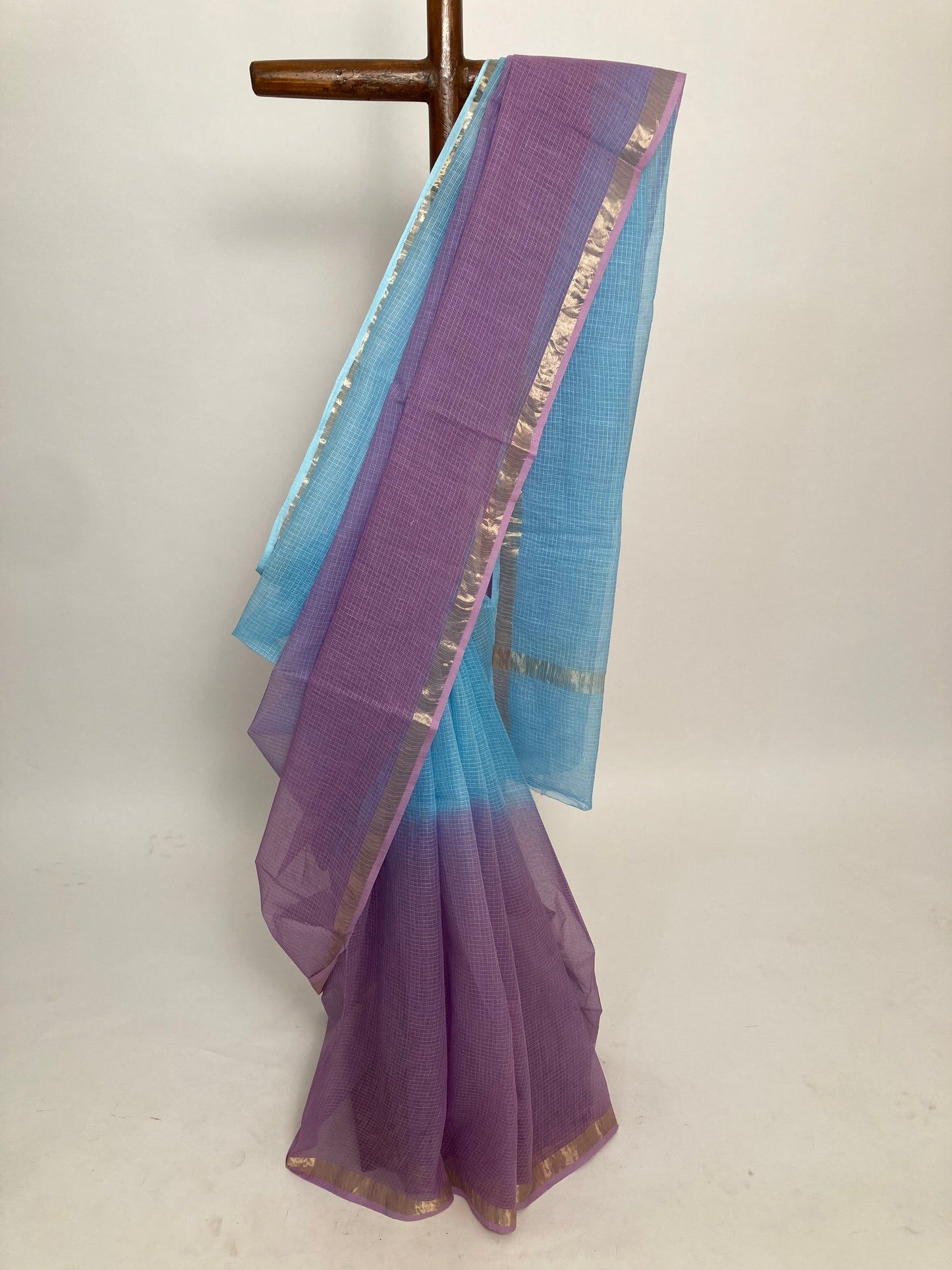 Lilac Ombre-Dyed Kota Doria Saree