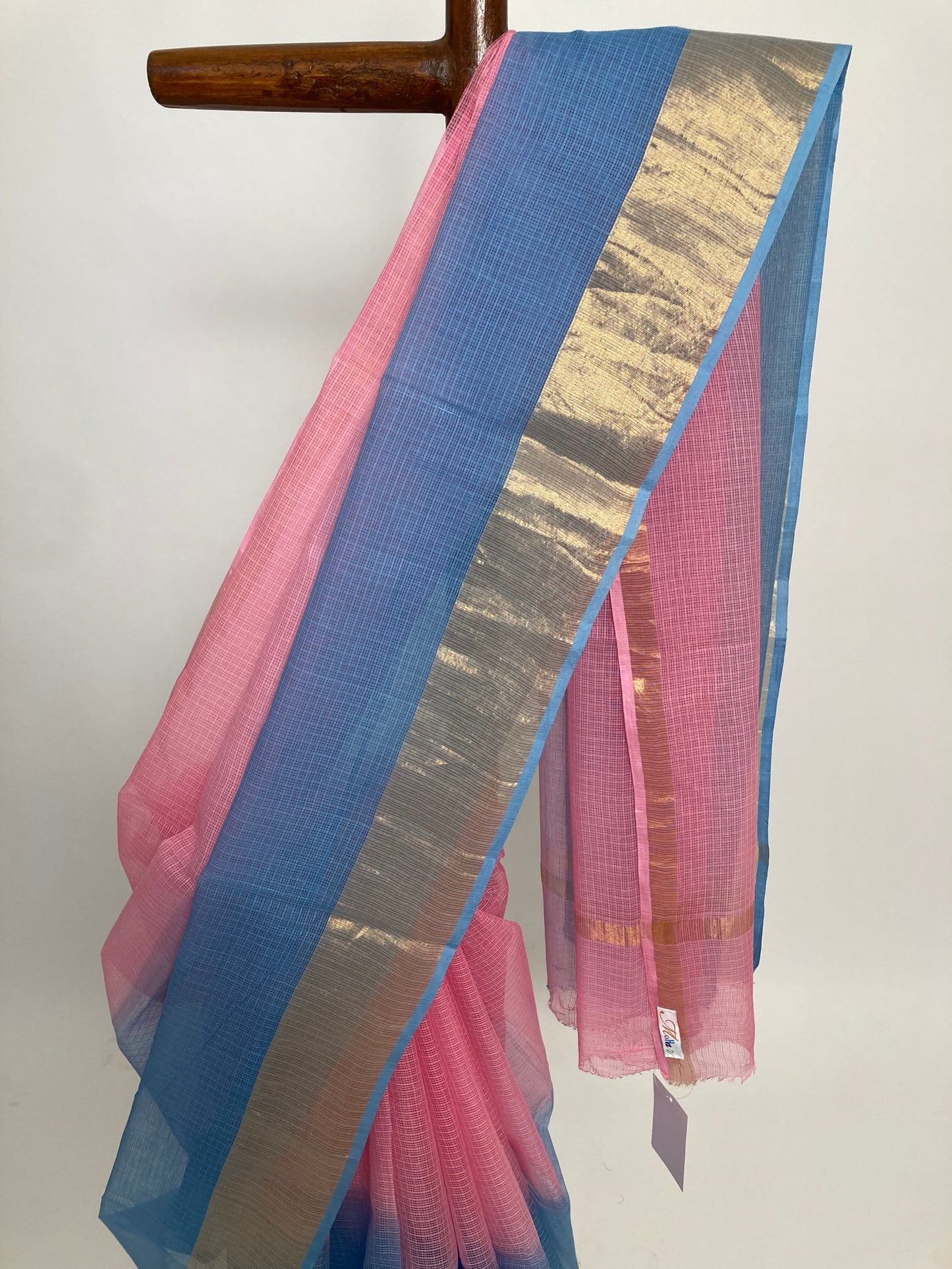 Sky Blue Ombre-Dyed Kota Doria Saree