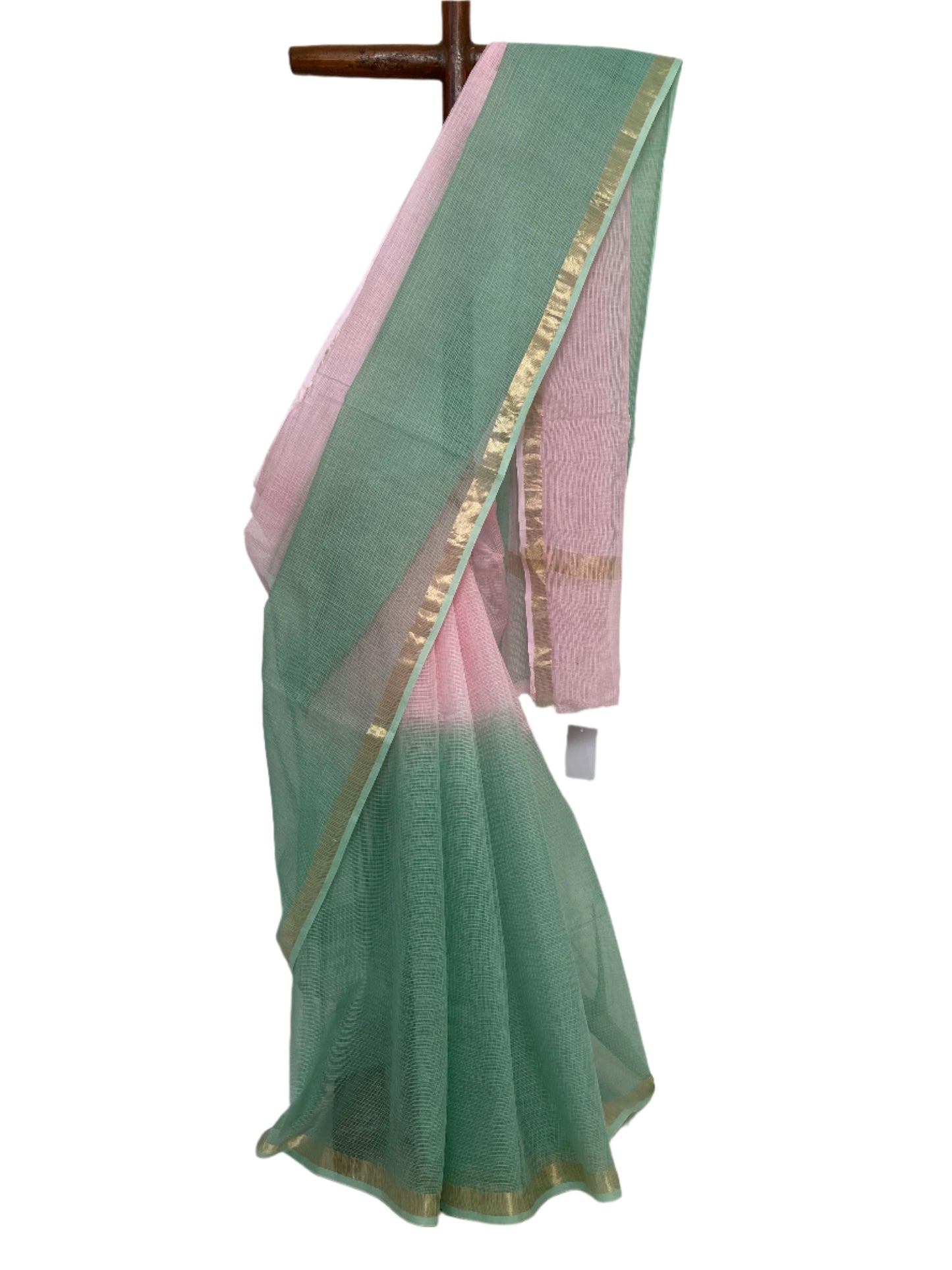 Baby Pink  Ombre-Dyed Kota Doria Saree