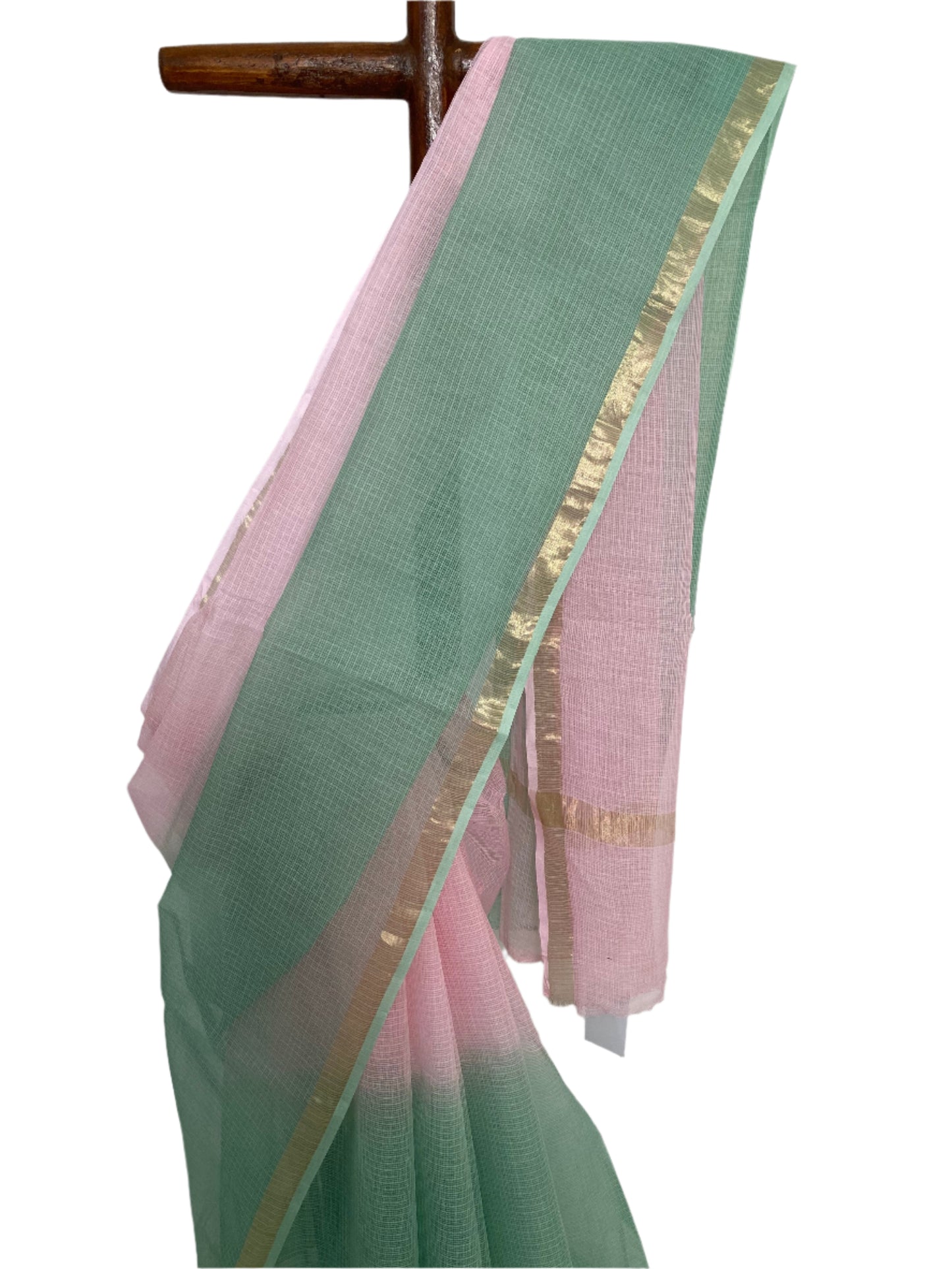 Baby Pink  Ombre-Dyed Kota Doria Saree