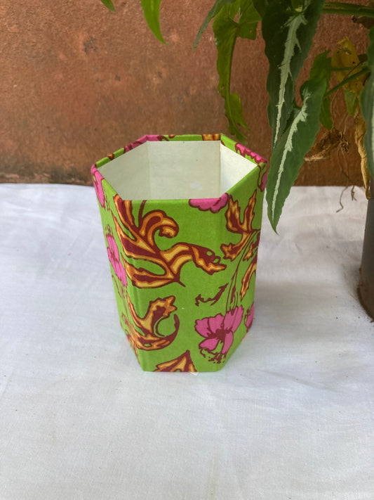 Apple Green Fabric-Covered Pen Stand