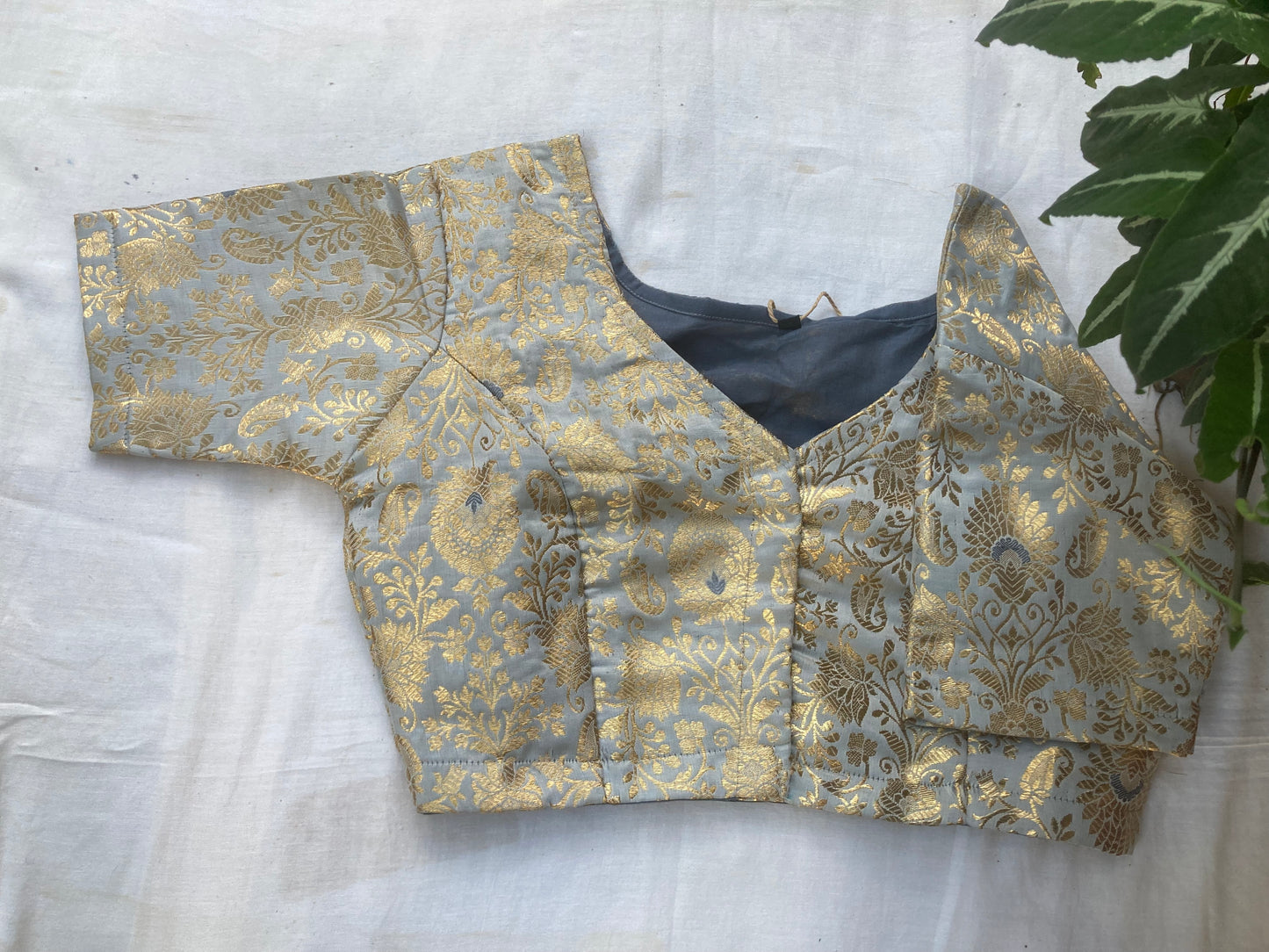 Grey Brocade Blouse
