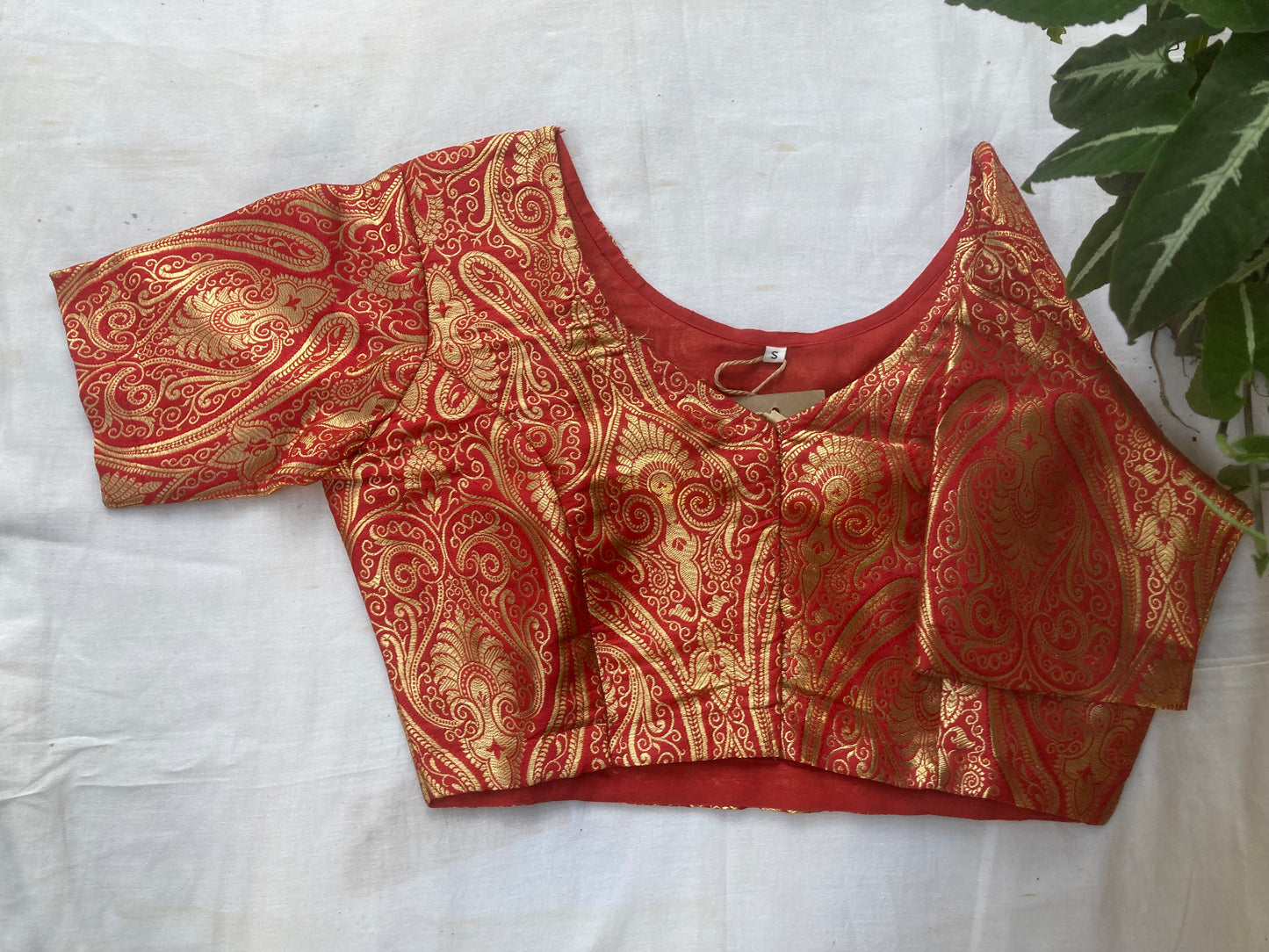 Red Brocade Blouse
