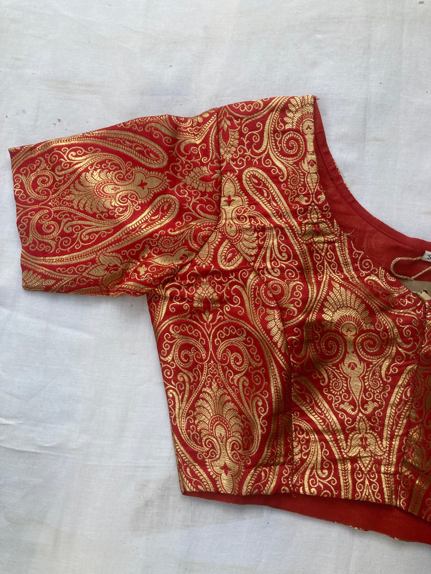 Red Brocade Blouse