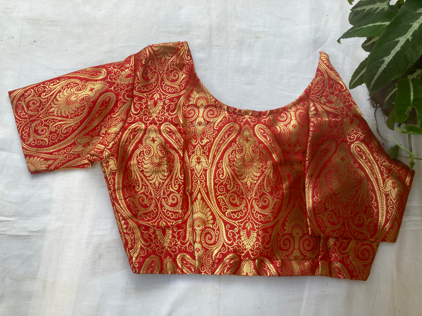 Red Brocade Blouse
