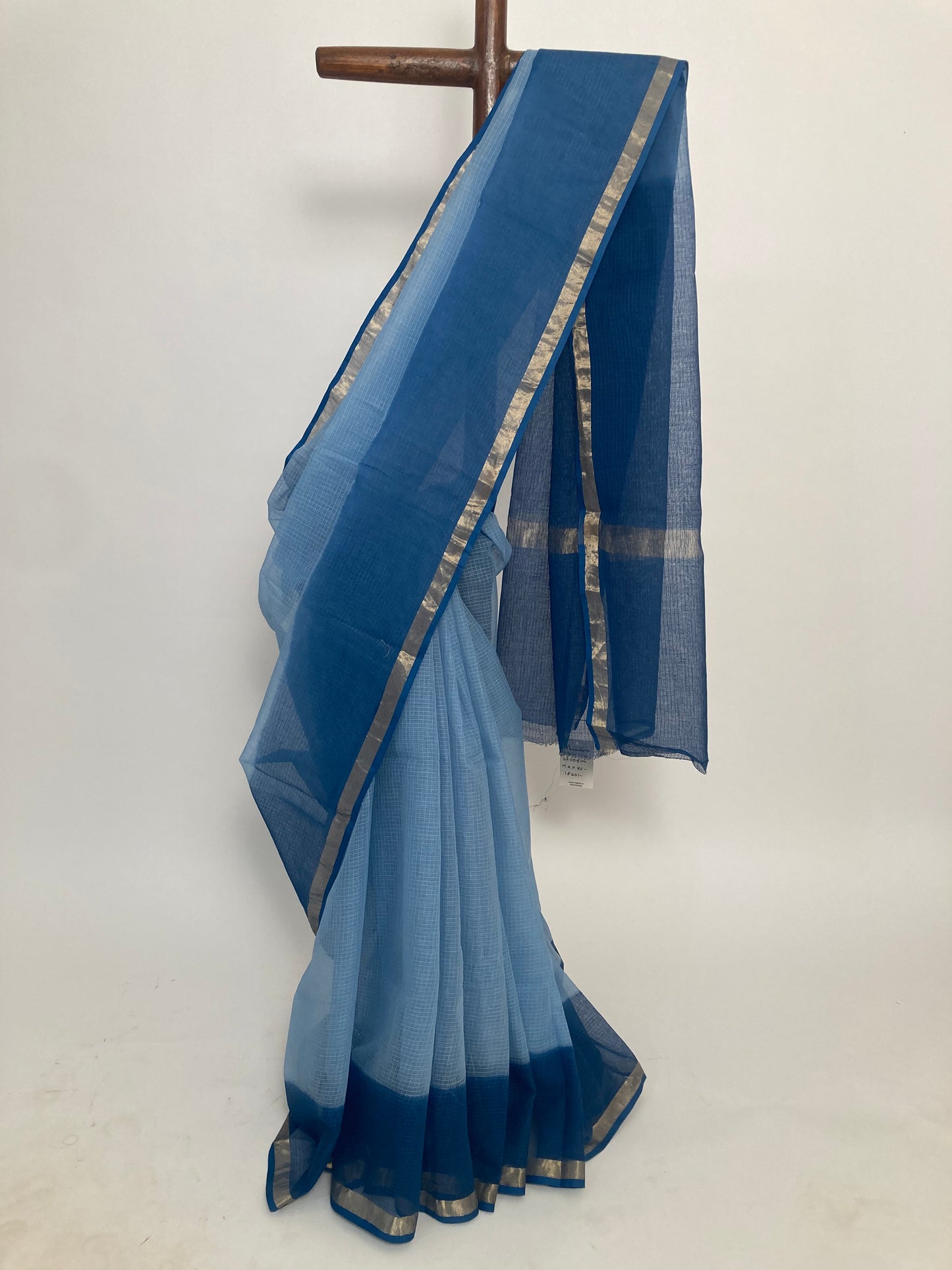 Sky Blue Ombre-Dyed Kota Doria Saree