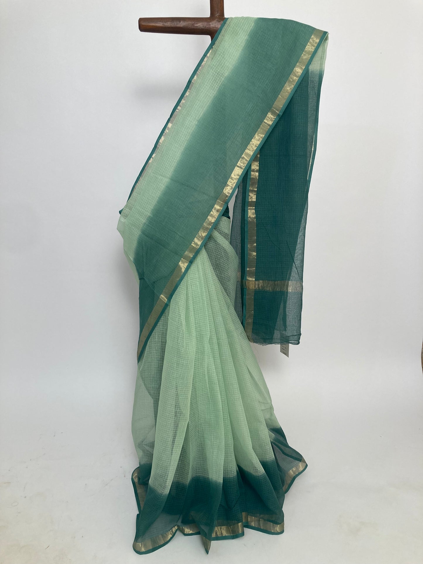 Mint Ombre-Dyed Kota Doria Saree