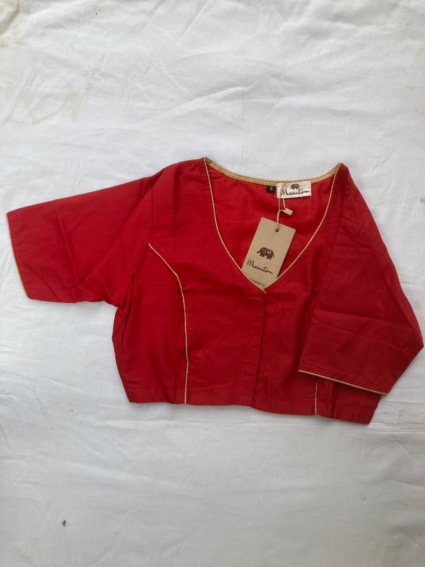 Royal Red Cotton Silk Blouse