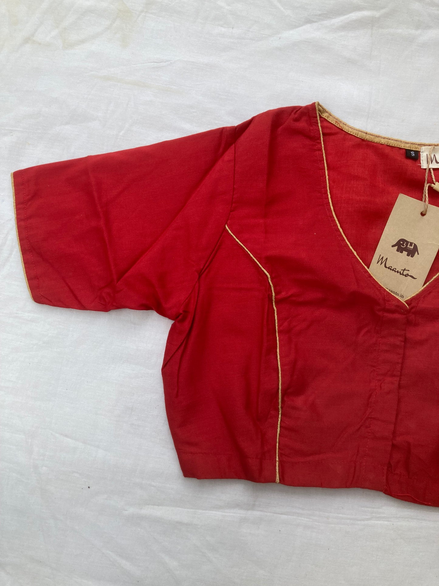 Royal Red Cotton Silk Blouse