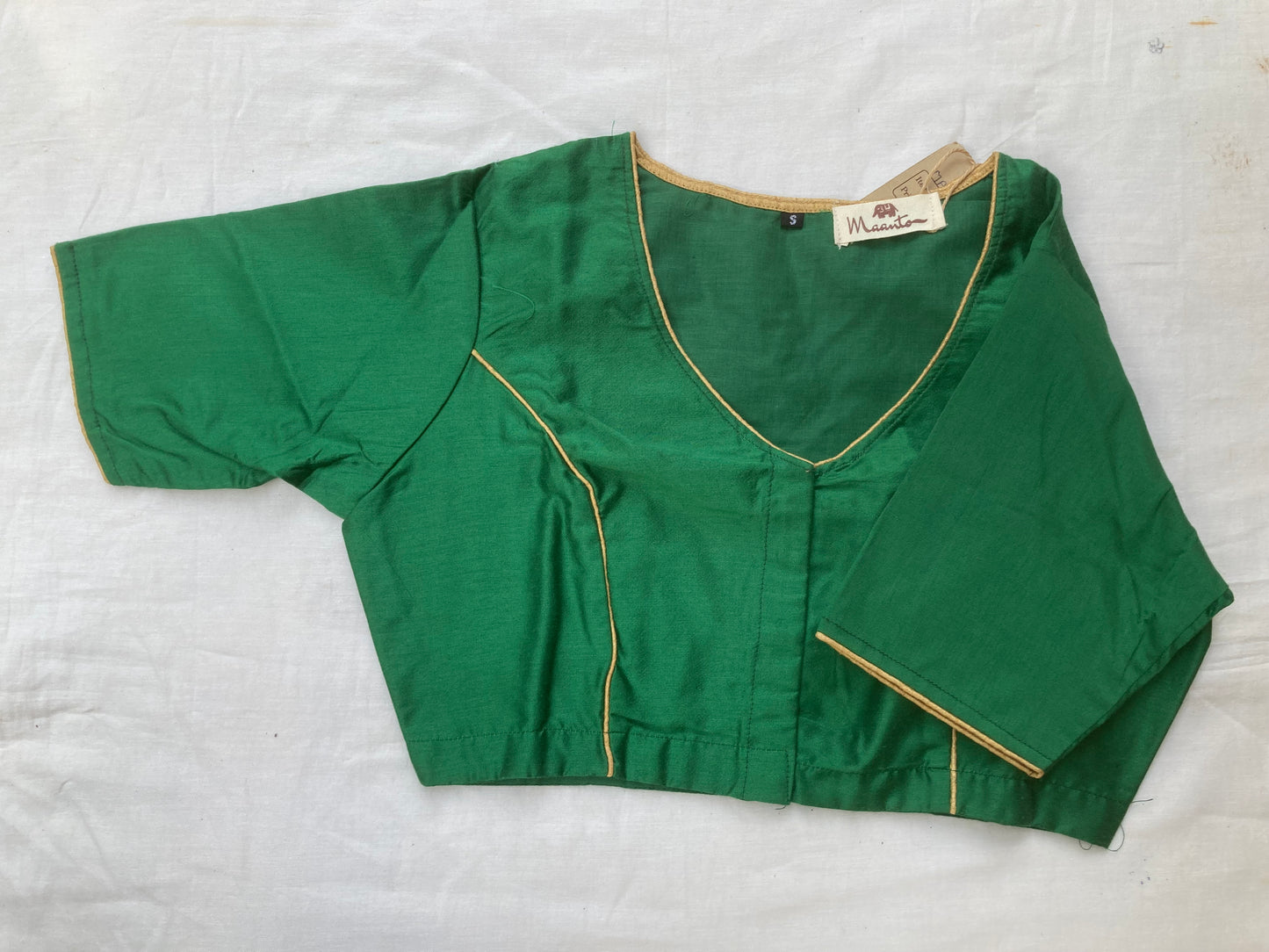 Green Cotton Silk Blouse