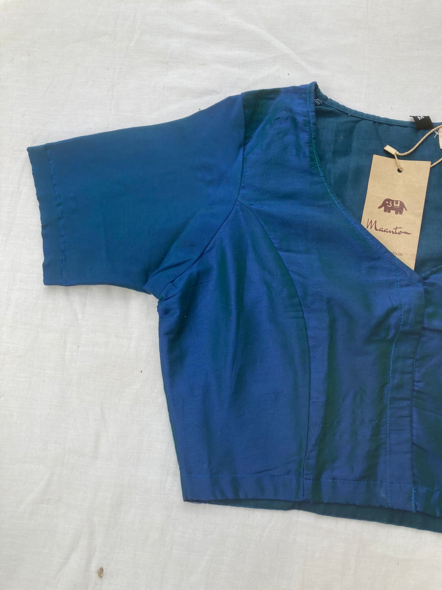Peacock Blue Cotton Silk Blouse