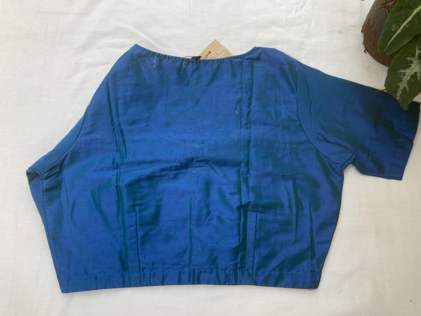Peacock Blue Cotton Silk Blouse