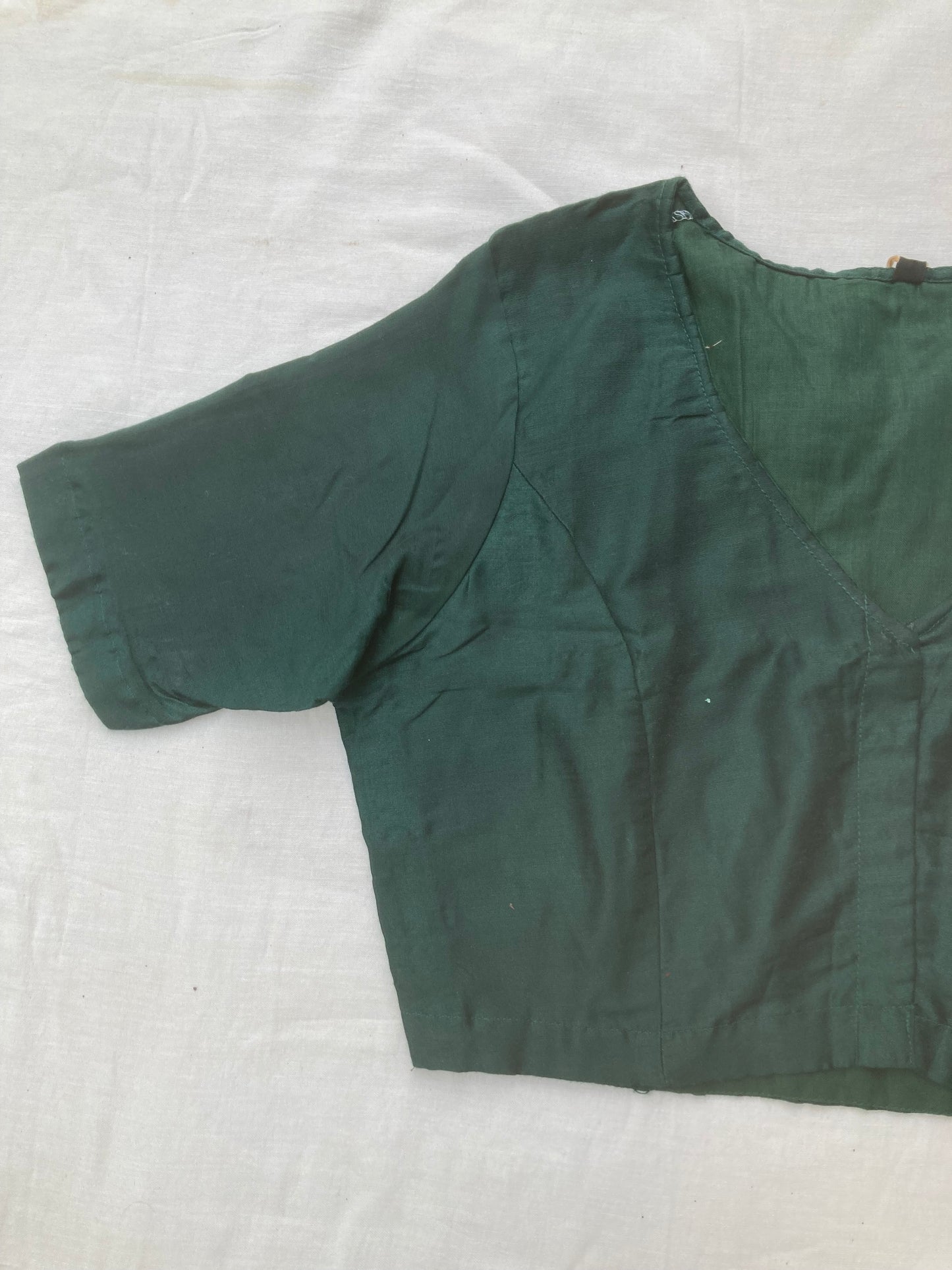 Bottle Green Cotton Silk Blouse
