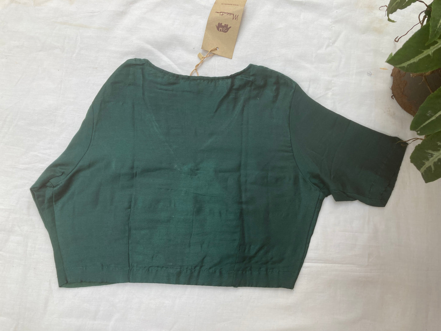Bottle Green Cotton Silk Blouse