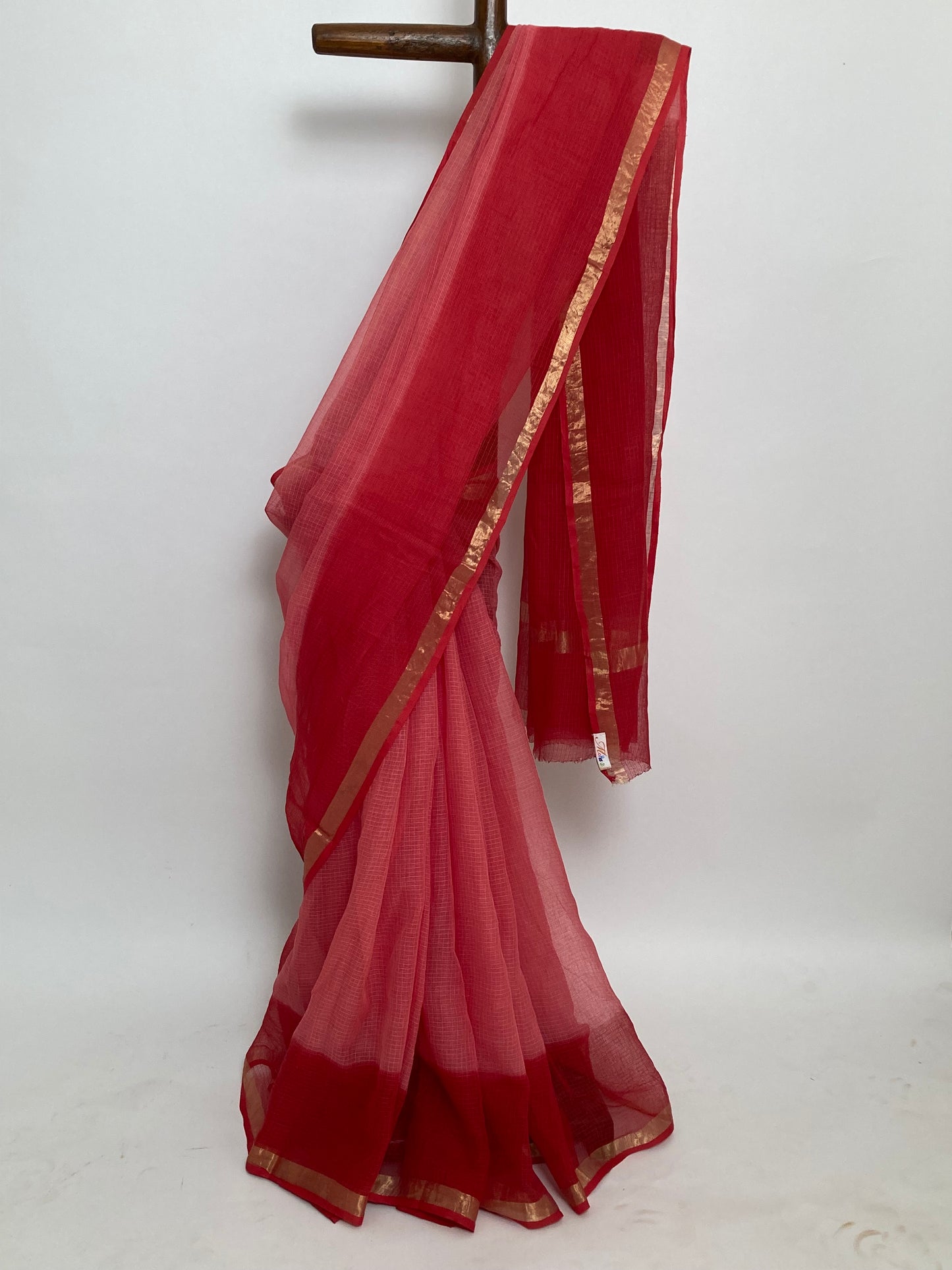 Cherry Ombre-Dyed Kota Doria Saree