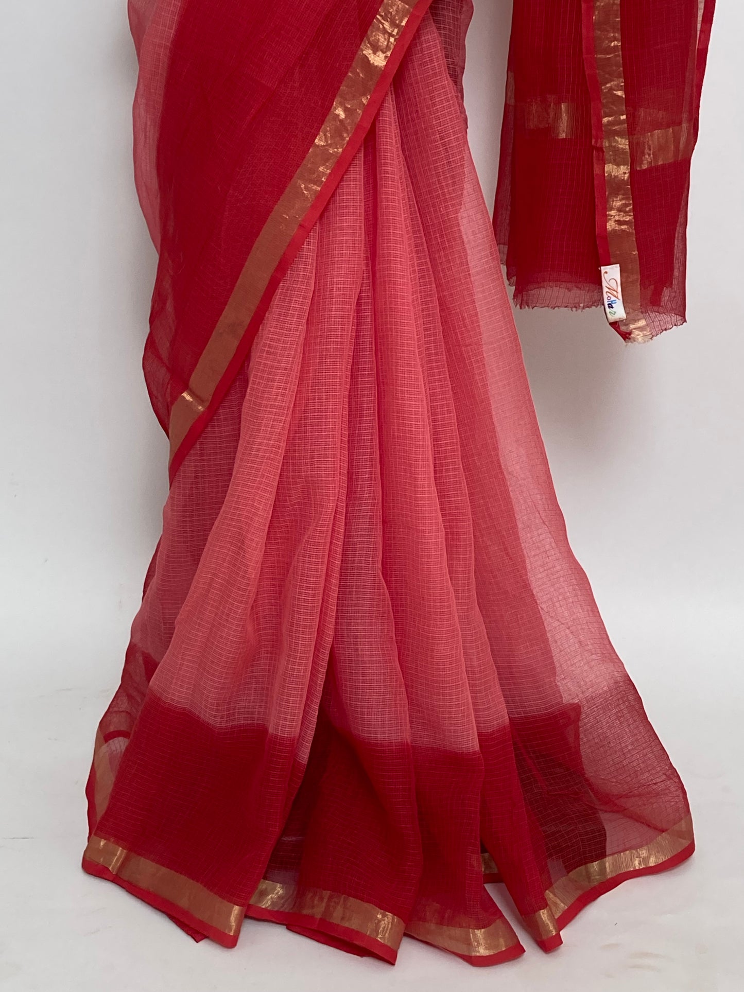 Cherry Ombre-Dyed Kota Doria Saree