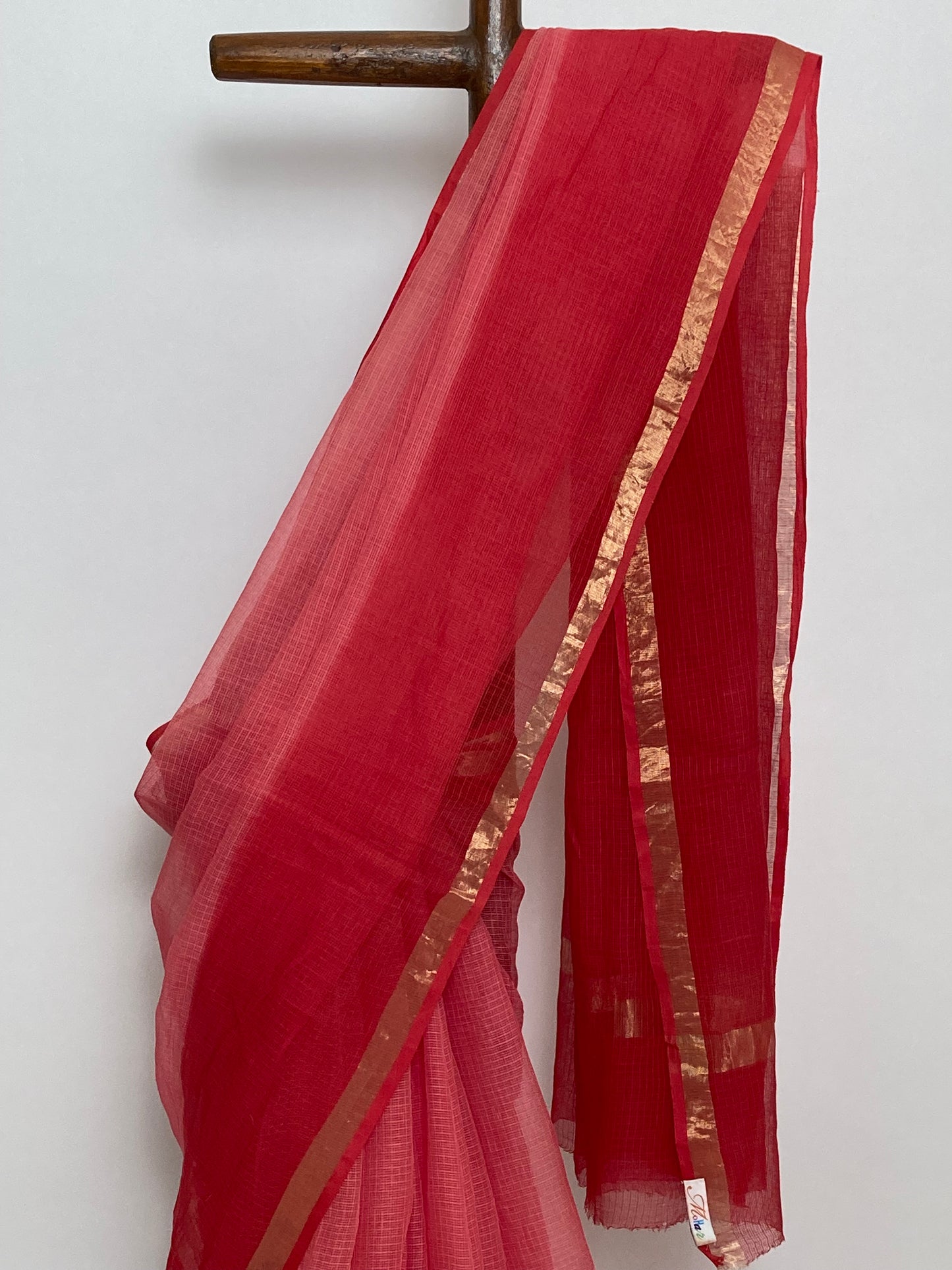 Cherry Ombre-Dyed Kota Doria Saree