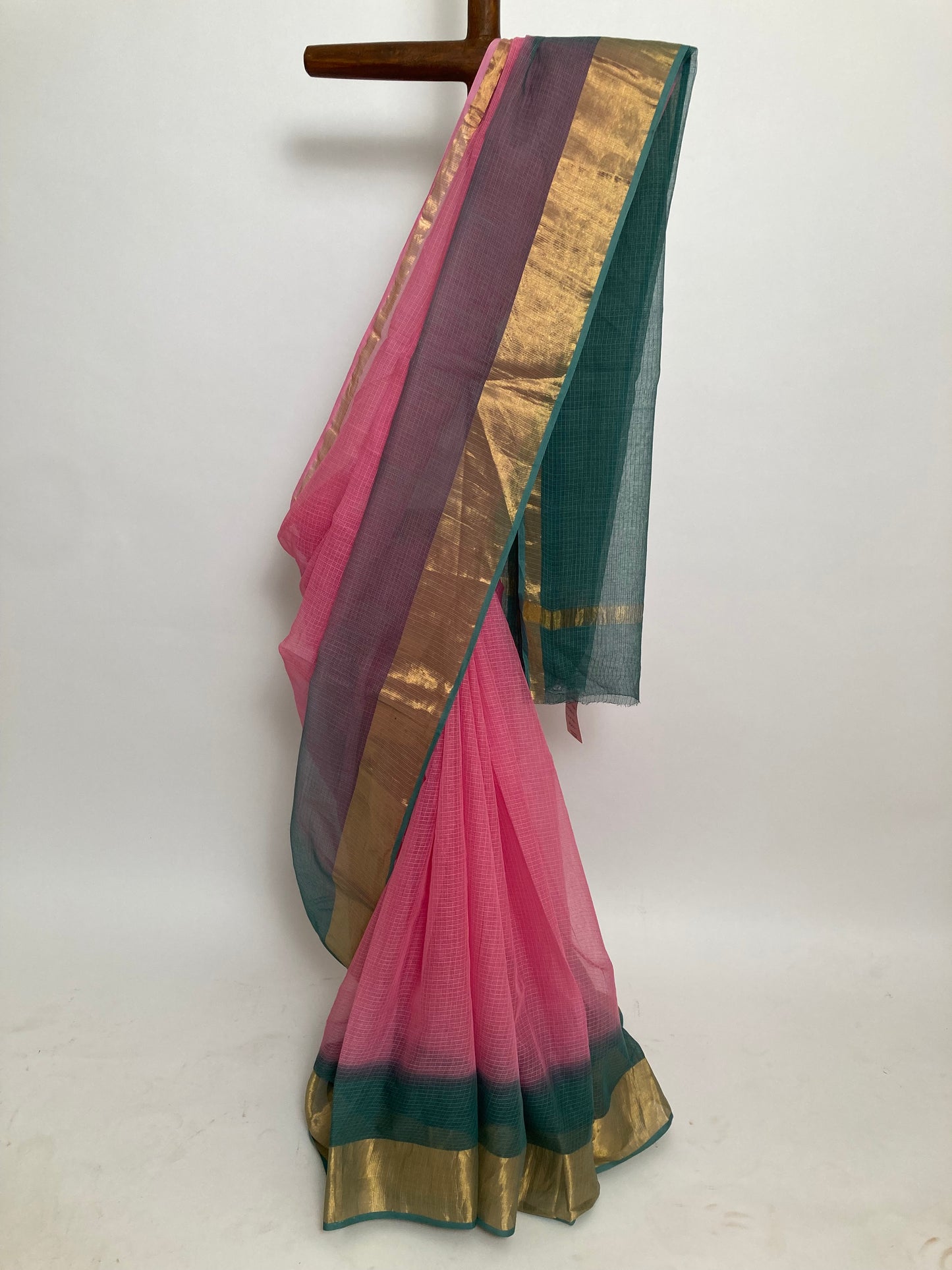 Cerise Ombre-Dyed Kota Doria Saree