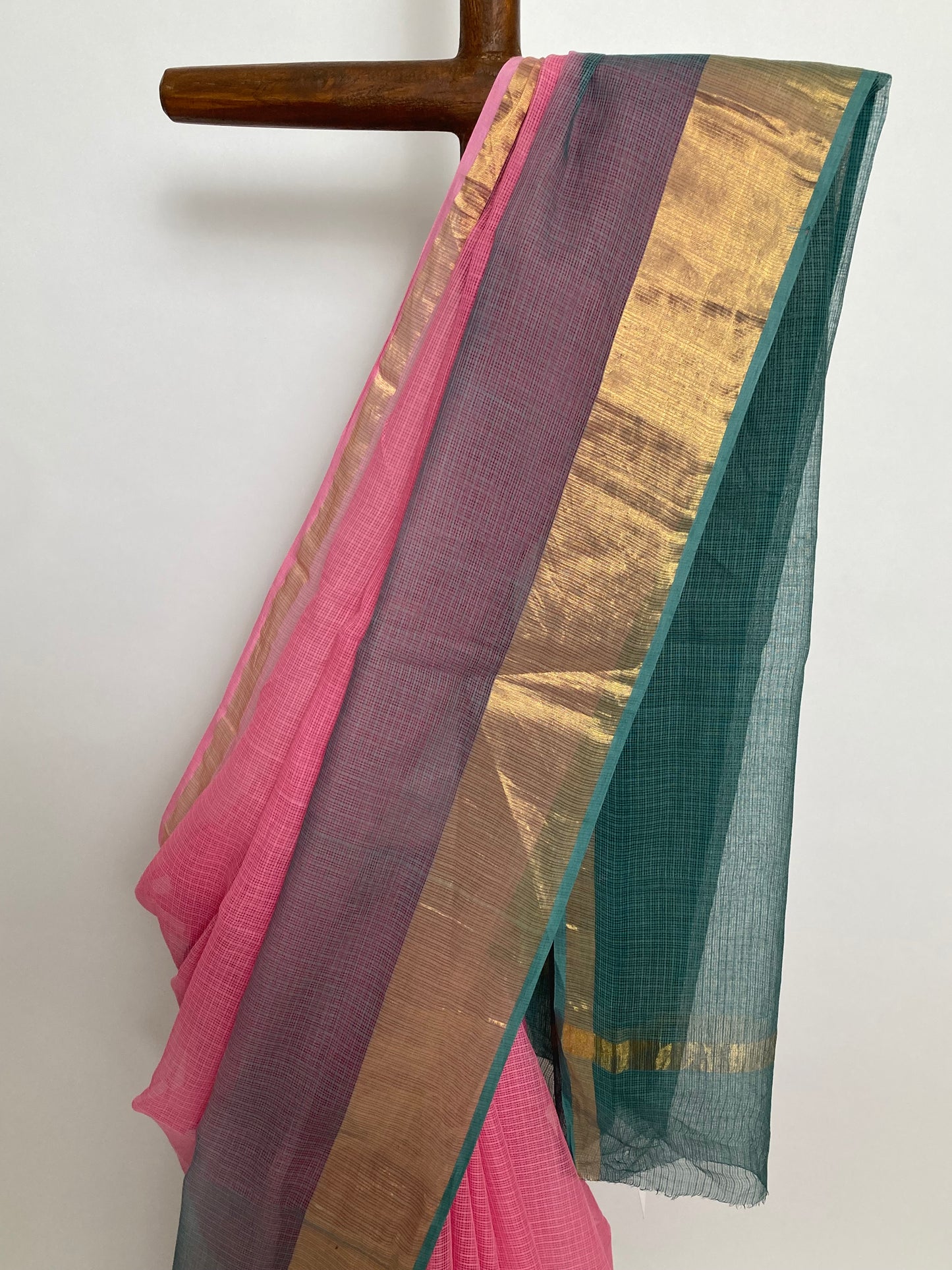 Cerise Ombre-Dyed Kota Doria Saree
