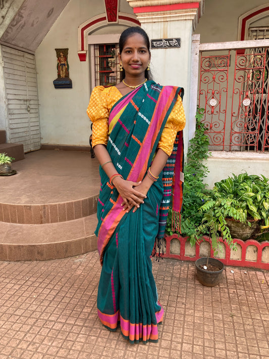 Dark Green Begumpuri Saree