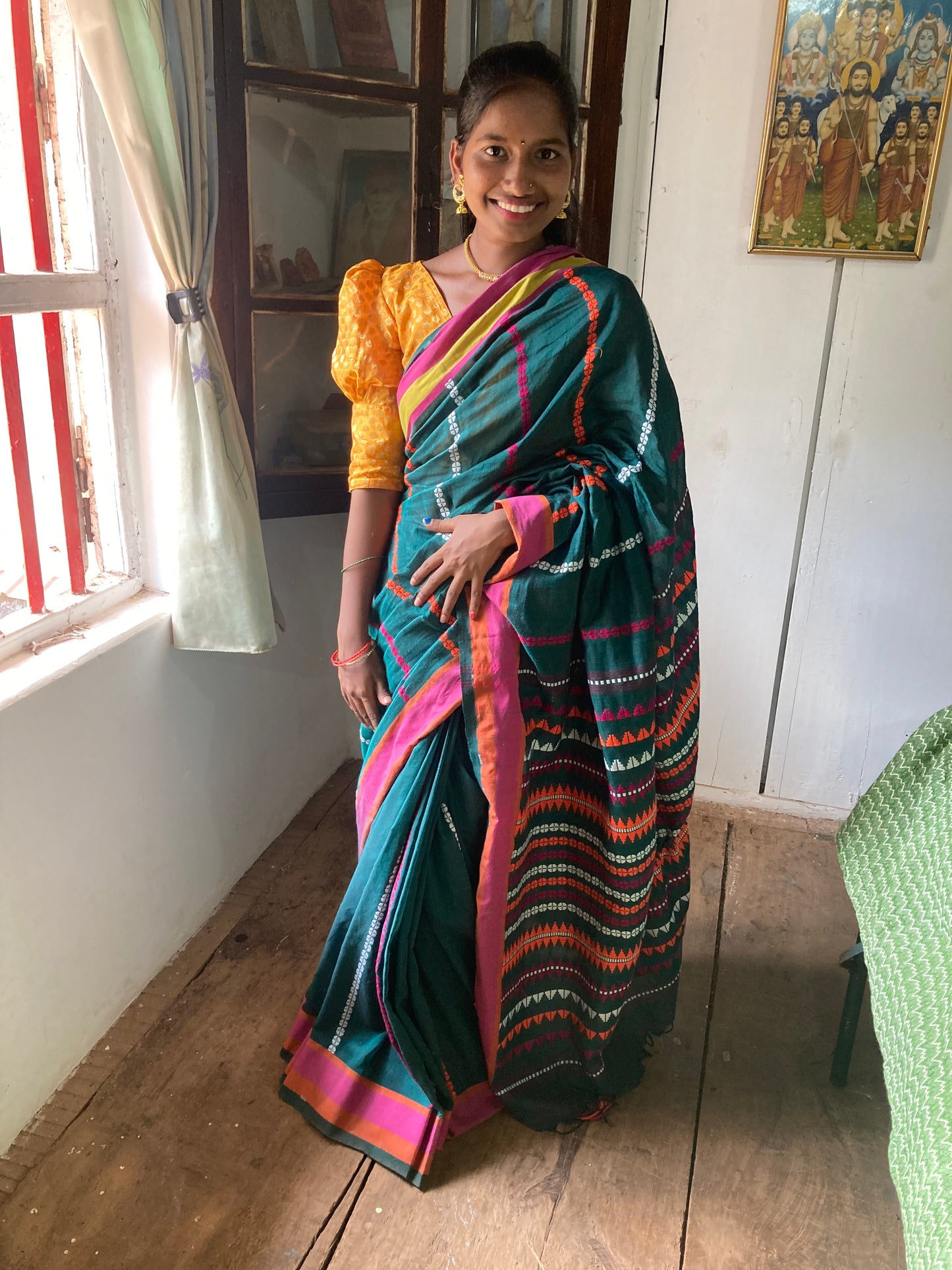 Dark Green Begumpuri Saree