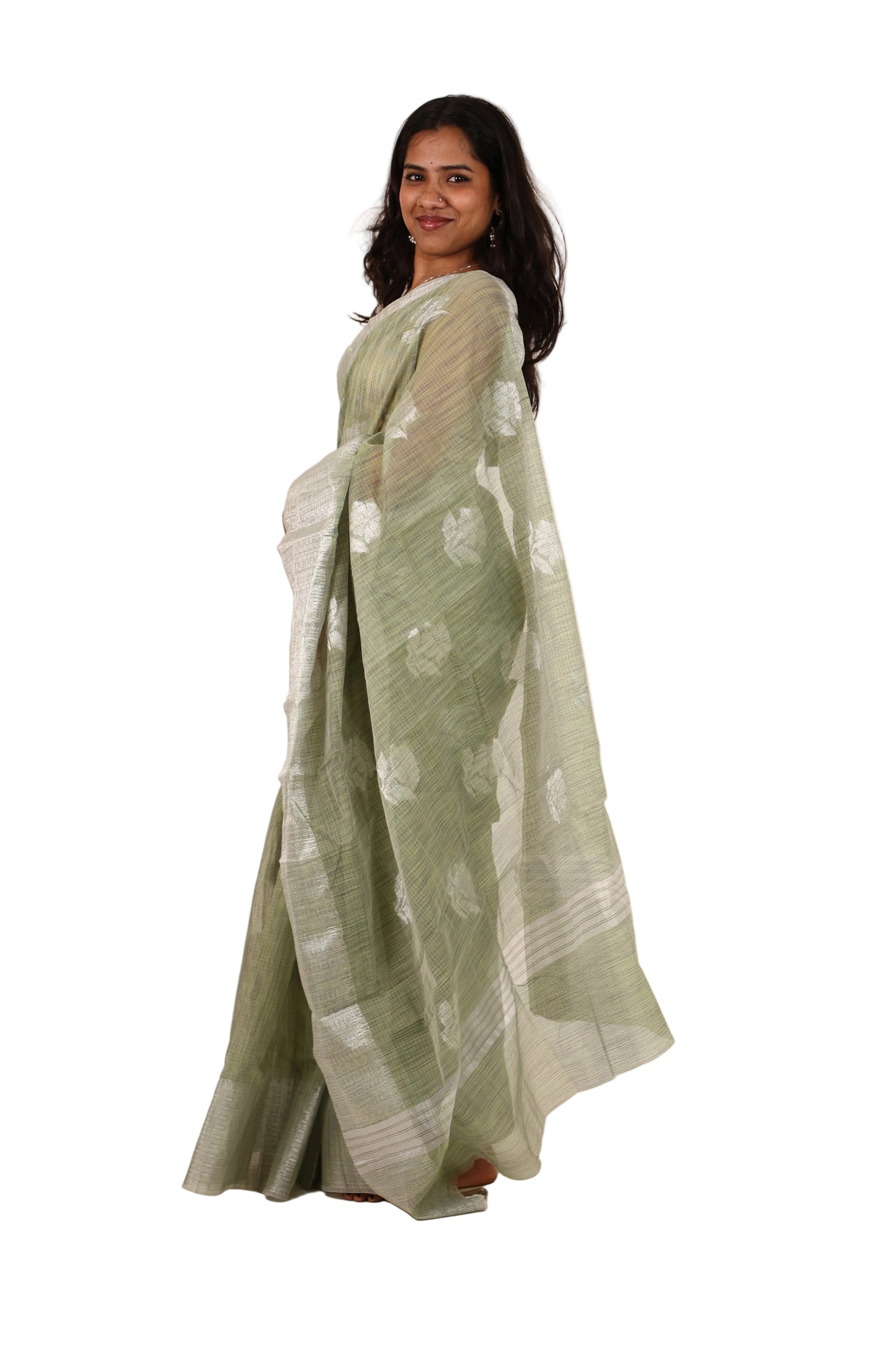 Apple Green Kota Doria Saree