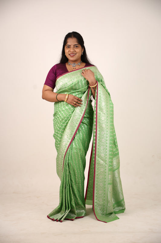 Jade Green Banarasi Katan Saree