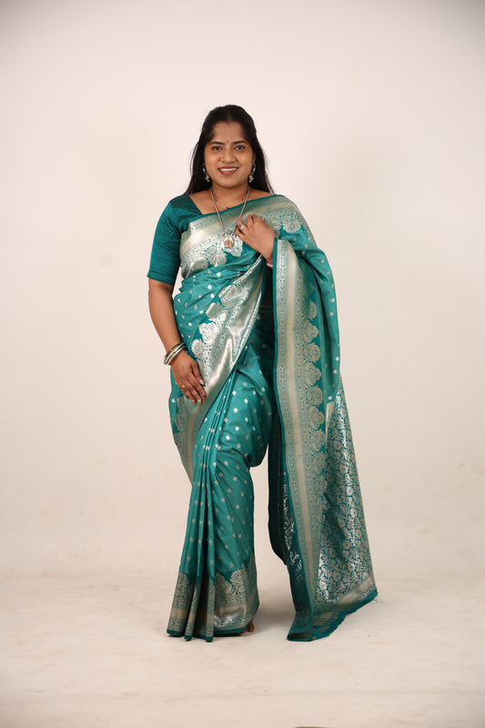 Persian Green Banarasi Katan Saree