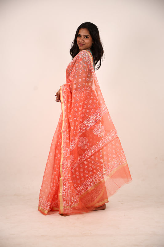 Blush Kota Doria Saree