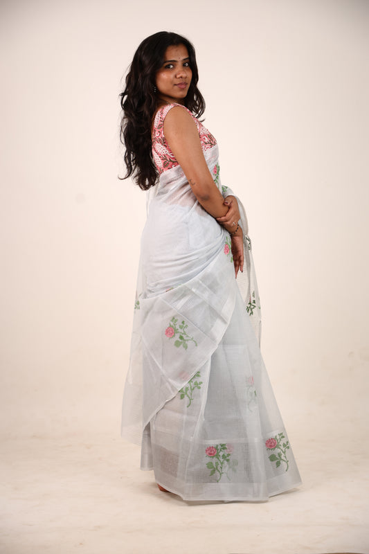Grey Kota Doria Saree