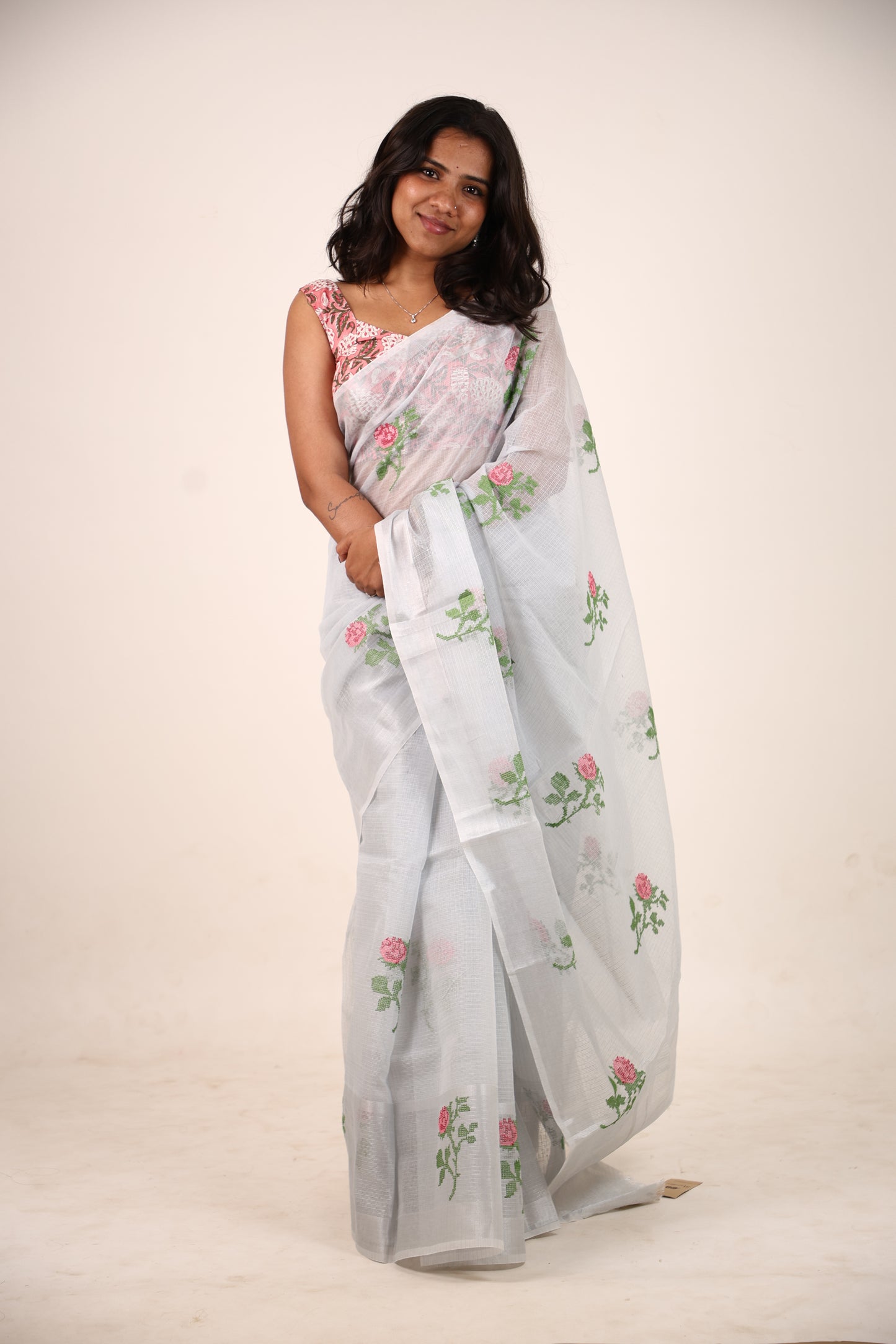 Grey Kota Doria Saree