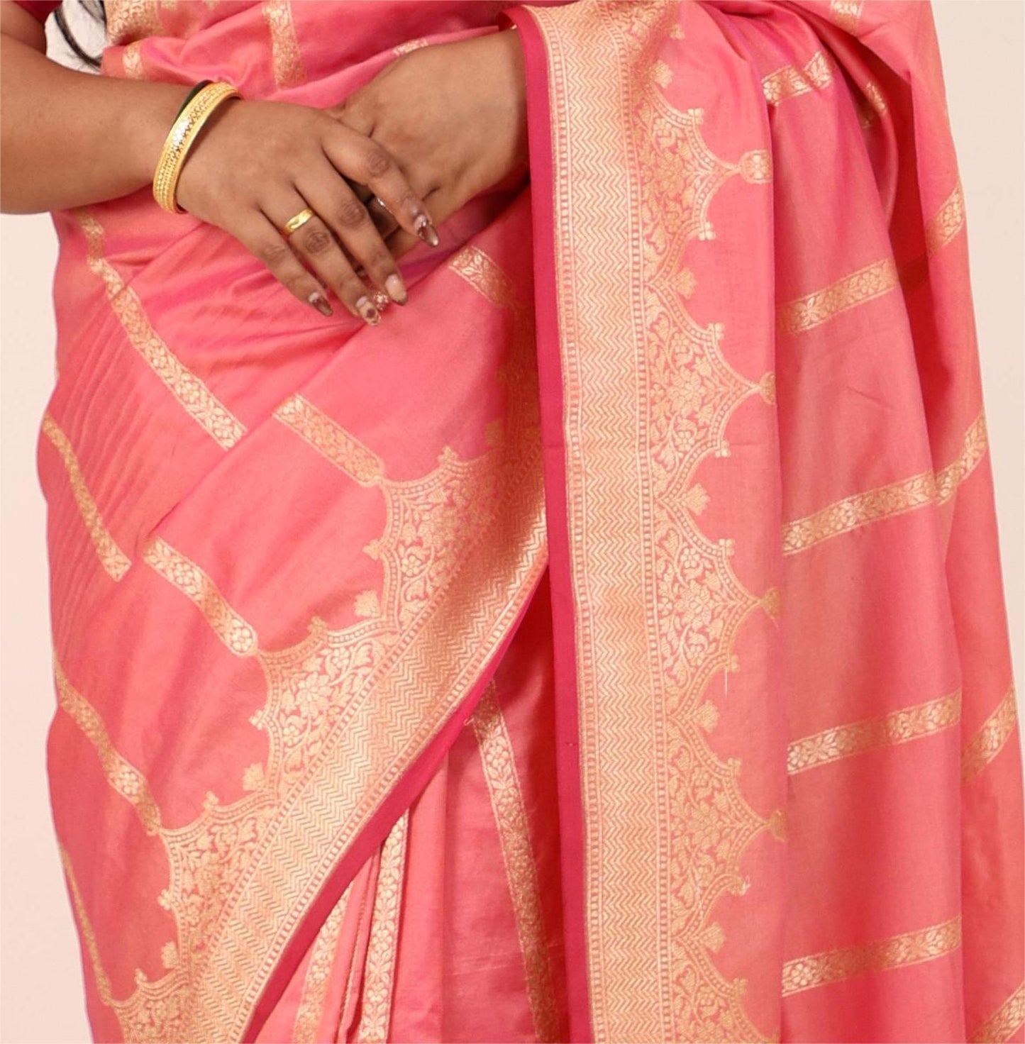 Watermelon Banarasi Katan Saree