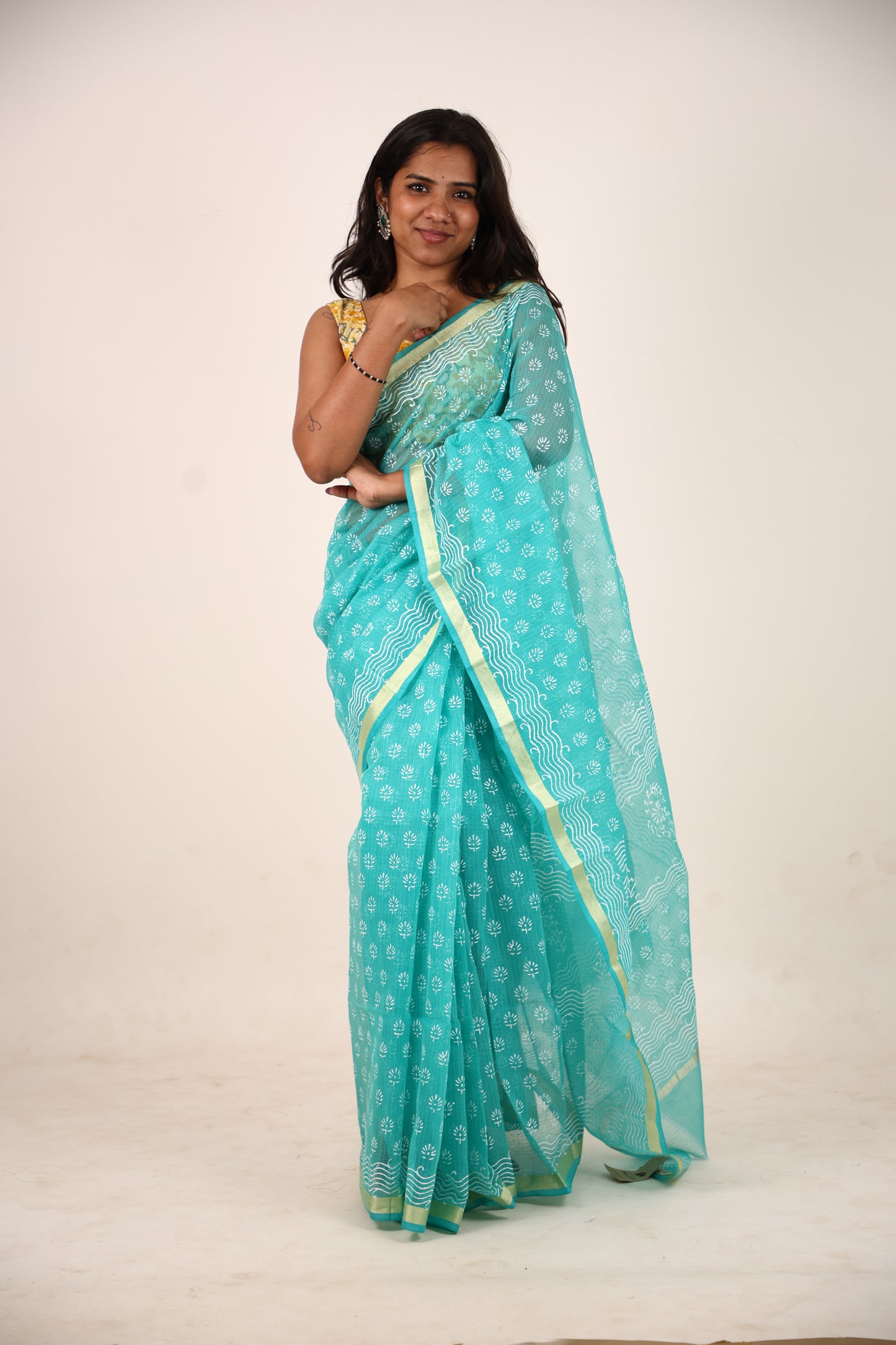 Mint Green Kota Doria Saree