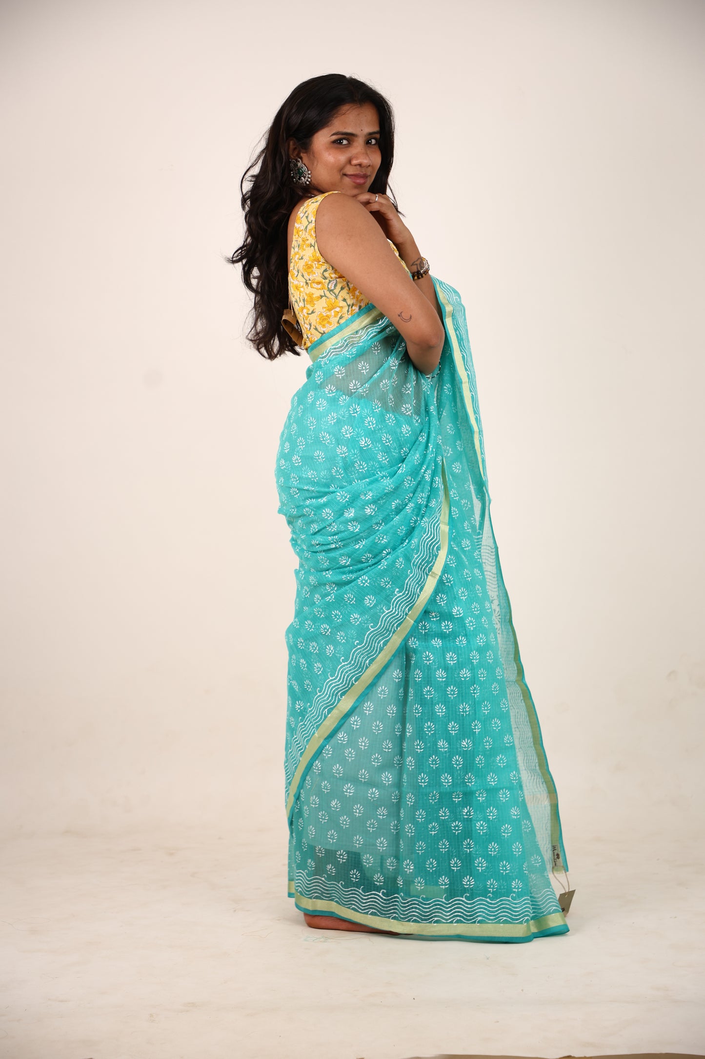 Mint Green Kota Doria Saree