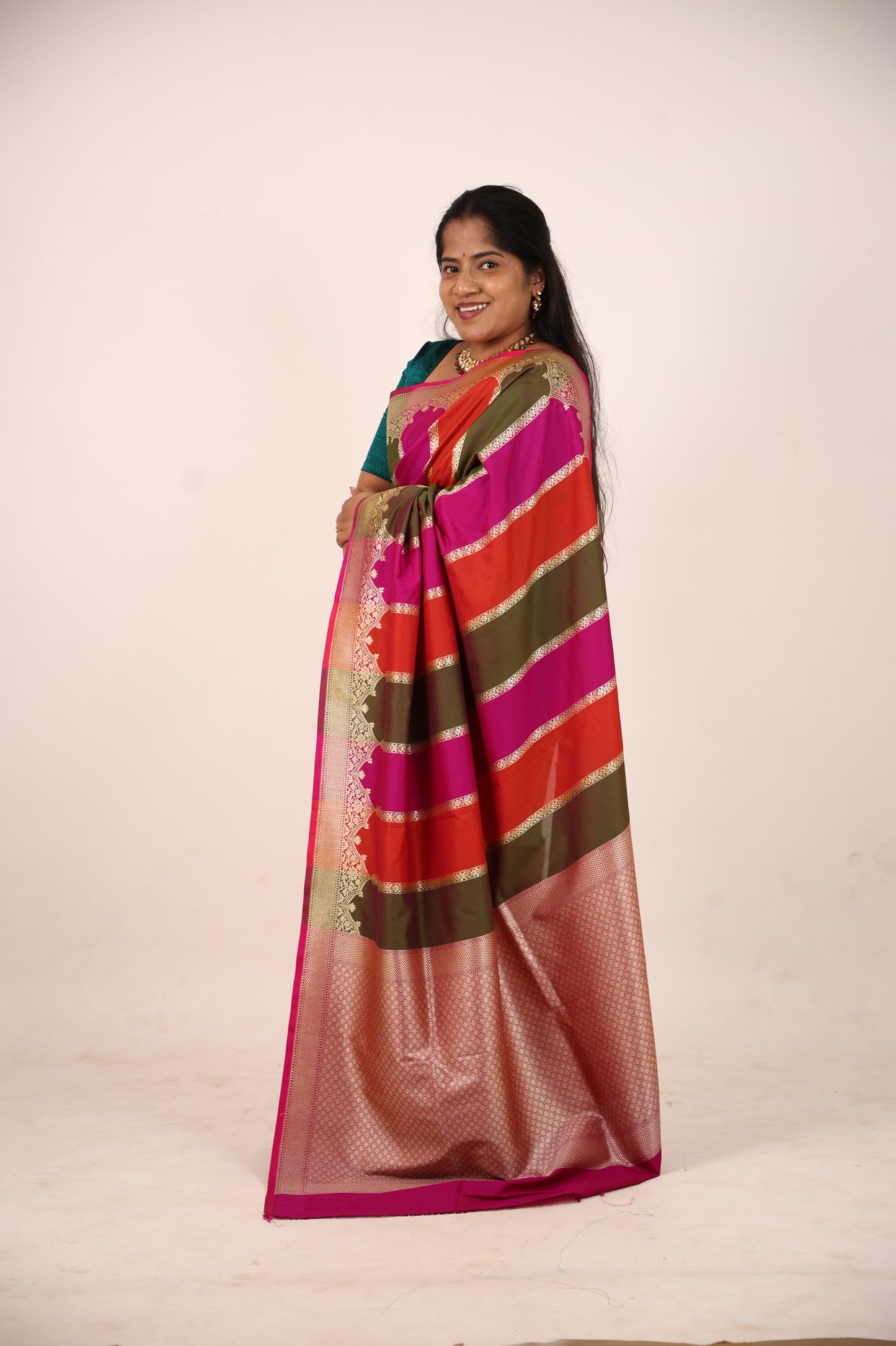 Dark Pink Banarasi Saree