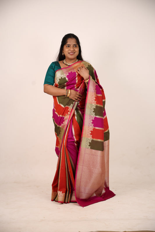 Dark Pink Banarasi Saree
