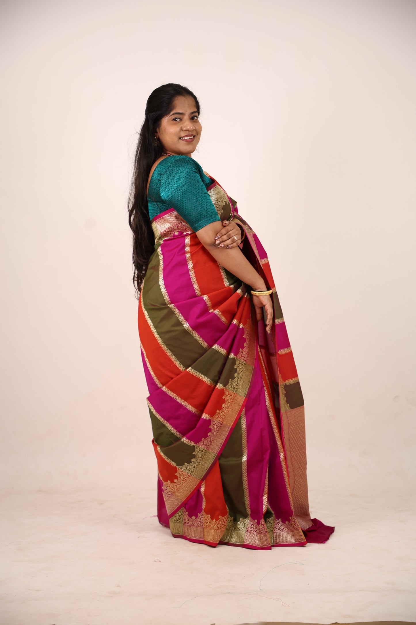 Dark Pink Banarasi Saree