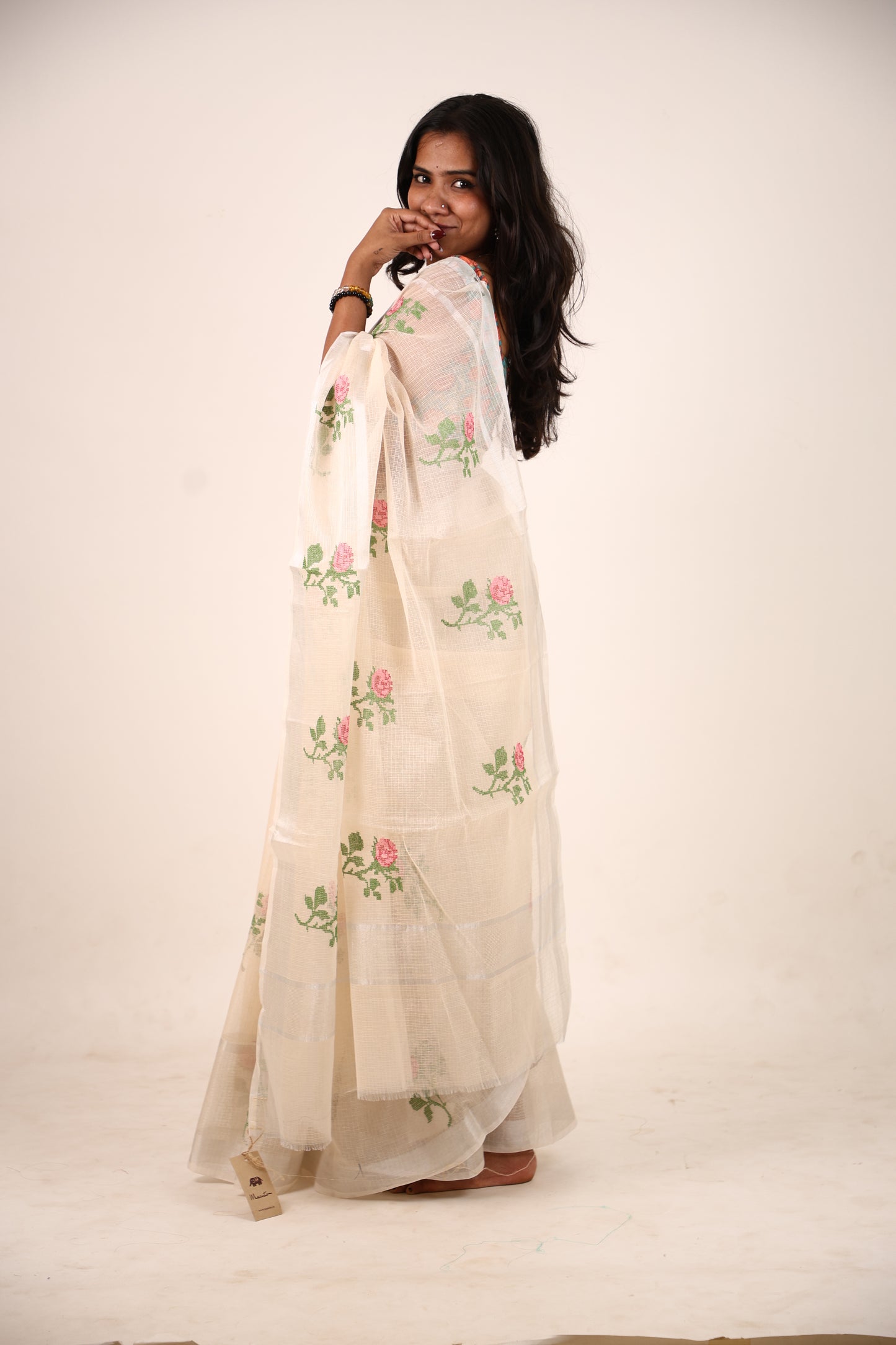 Lemon Yellow Kota Doria Saree