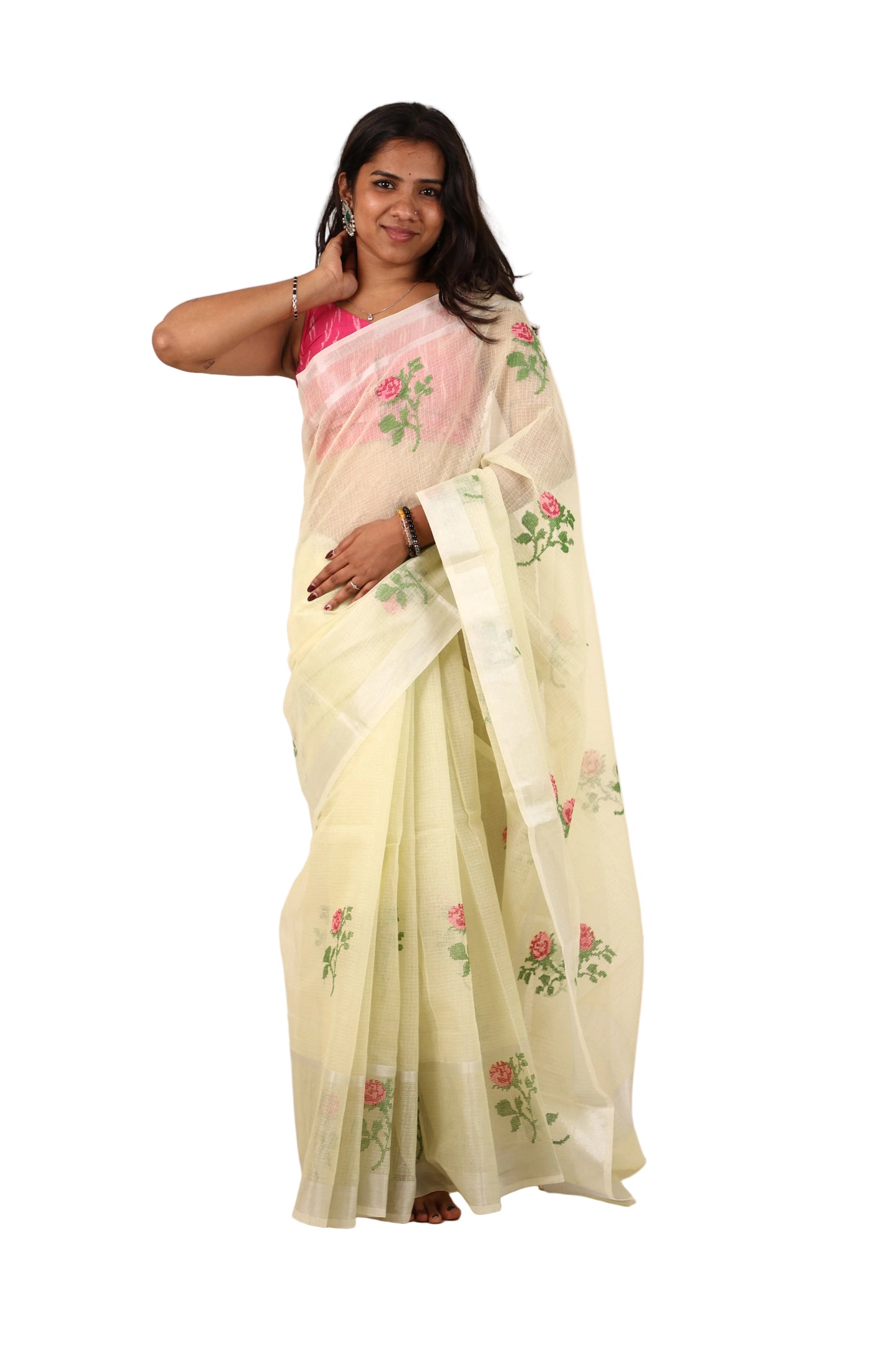 Light Yellow Kota Doria Saree