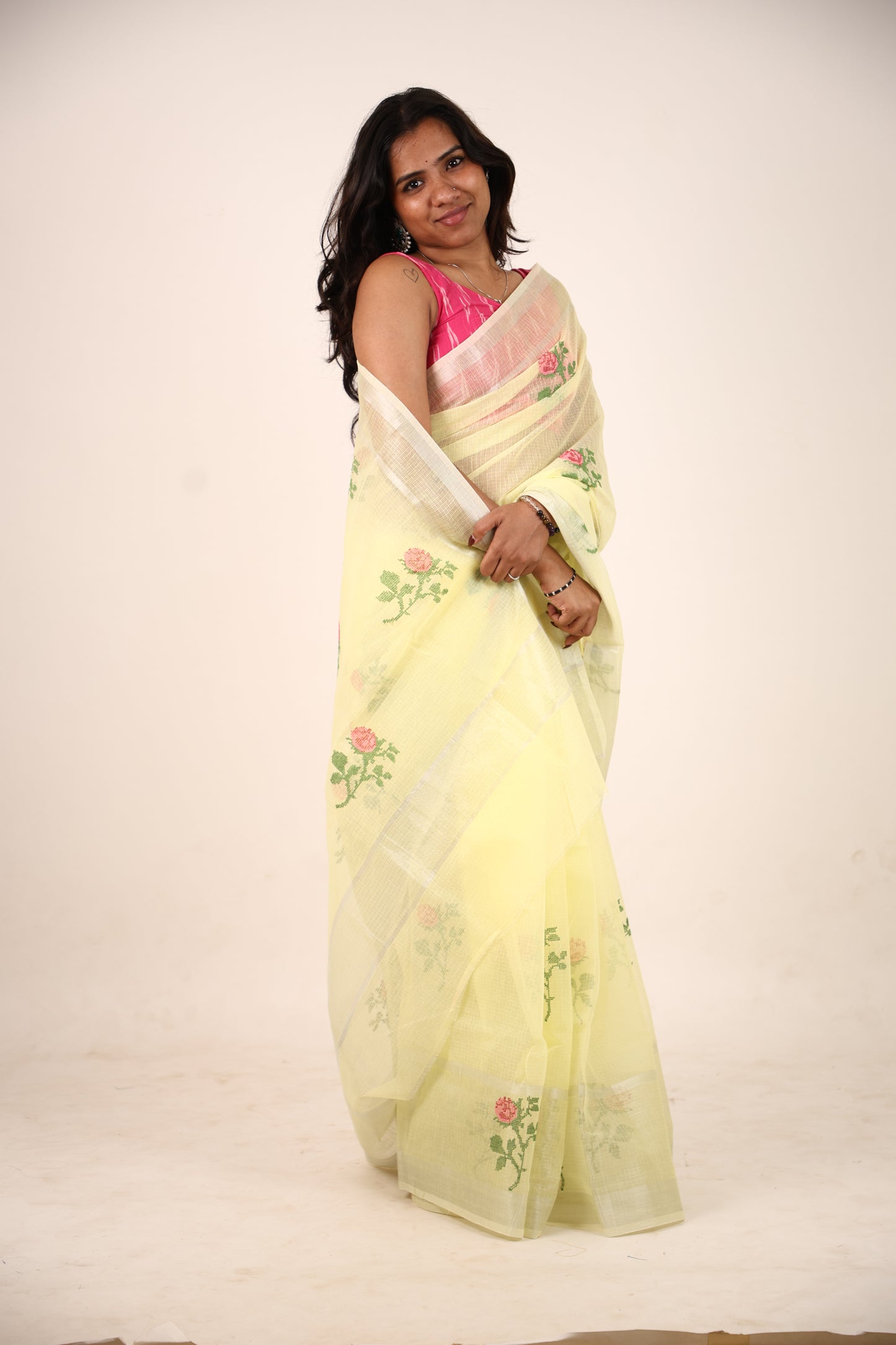 Neon Kota Doria Saree