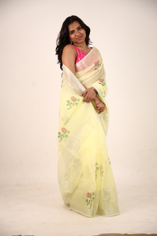 Neon Kota Doria Saree