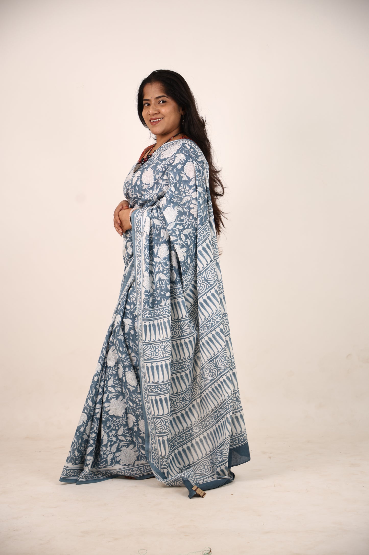 Coin Bolck Printed Cotton Saree