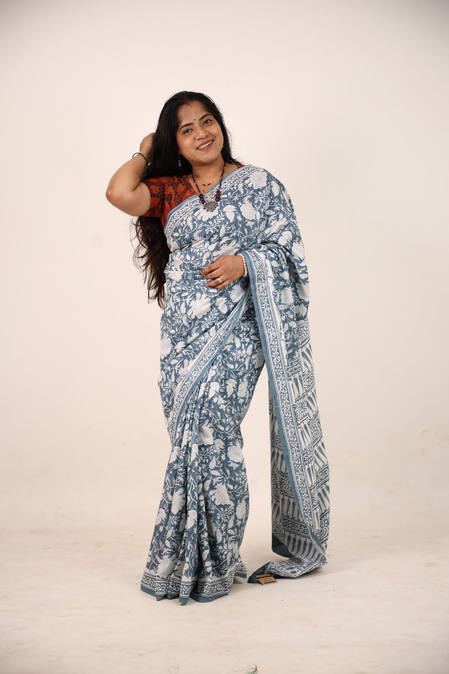 Coin Bolck Printed Cotton Saree