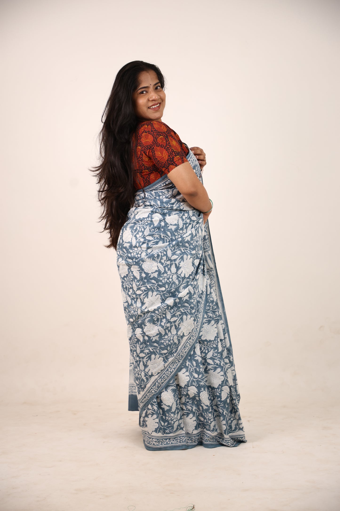 Coin Bolck Printed Cotton Saree