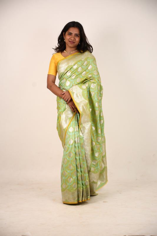 Fern Green Banarasi Saree